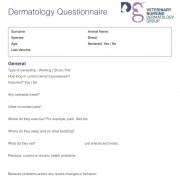 Dermatology questionnaire - veterinary